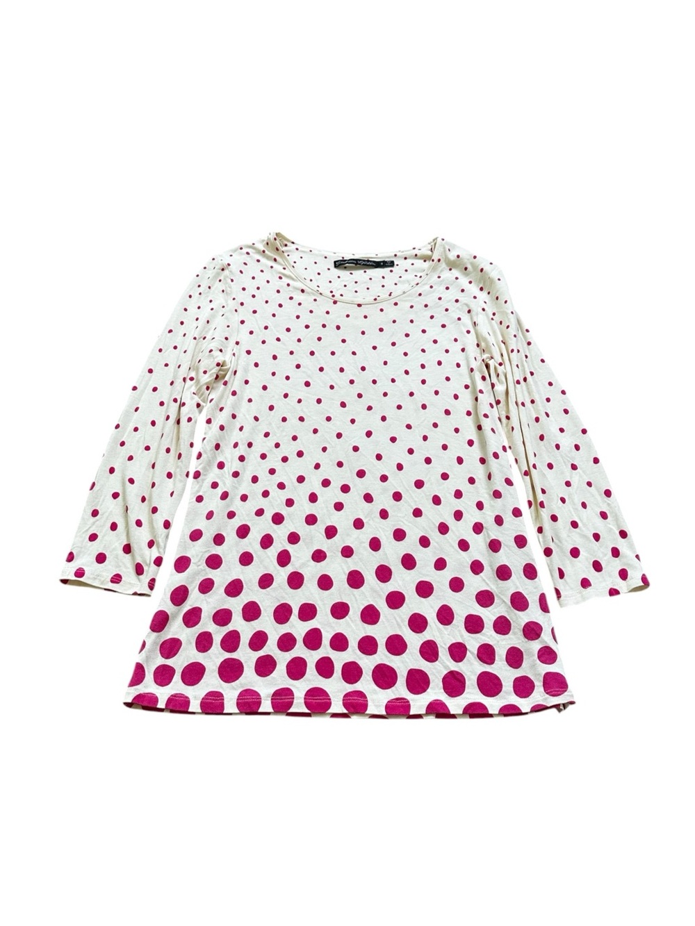 Gudrun Sjoden Round Neck Pink Polka Top Jersey Stretch Classic Fitted Artsy